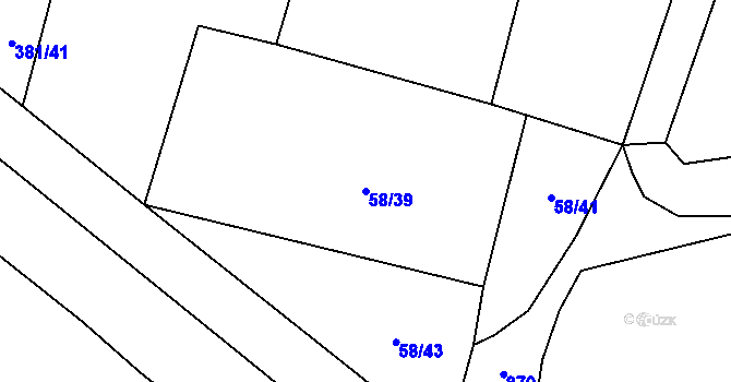 Parcela st. 58/39 v KÚ Chotěšice, Katastrální mapa
