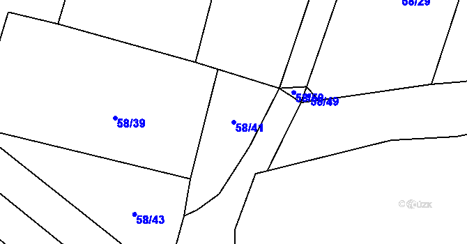 Parcela st. 58/41 v KÚ Chotěšice, Katastrální mapa