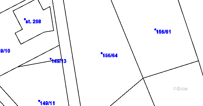 Parcela st. 156/64 v KÚ Chotěšice, Katastrální mapa