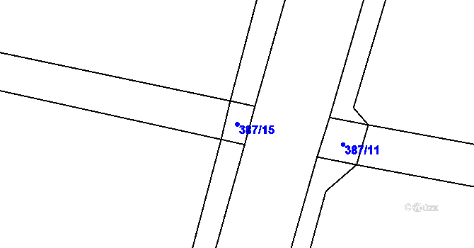 Parcela st. 387/15 v KÚ Chotěšice, Katastrální mapa