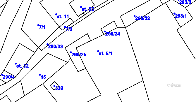 Parcela st. 5/1 v KÚ Chotěšiny, Katastrální mapa