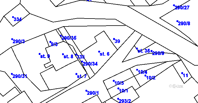 Parcela st. 6 v KÚ Chotěšiny, Katastrální mapa