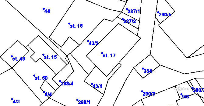 Parcela st. 17 v KÚ Chotěšiny, Katastrální mapa
