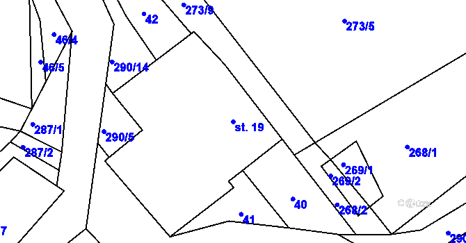 Parcela st. 19 v KÚ Chotěšiny, Katastrální mapa