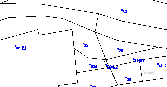 Parcela st. 32 v KÚ Chotěšiny, Katastrální mapa