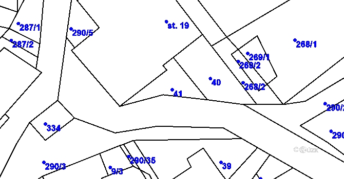 Parcela st. 41 v KÚ Chotěšiny, Katastrální mapa