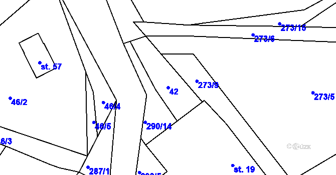 Parcela st. 42 v KÚ Chotěšiny, Katastrální mapa