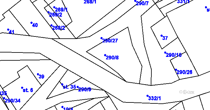 Parcela st. 290/8 v KÚ Chotěšiny, Katastrální mapa