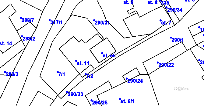 Parcela st. 55 v KÚ Chotěšiny, Katastrální mapa