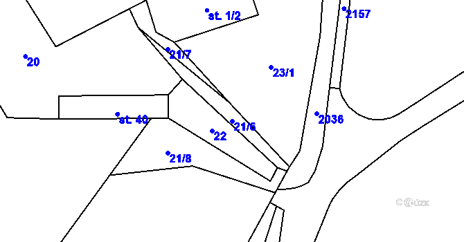 Parcela st. 21/6 v KÚ Chotěšiny, Katastrální mapa