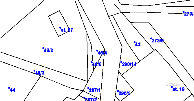 Parcela st. 46/4 v KÚ Chotěšiny, Katastrální mapa