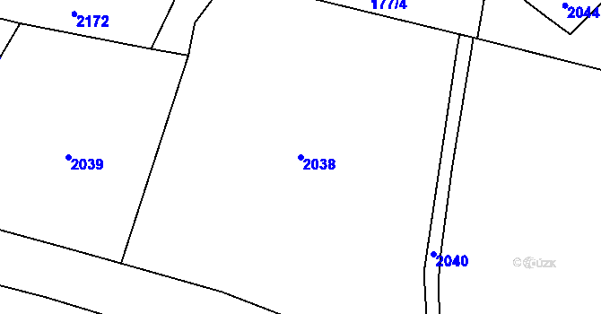 Parcela st. 2038 v KÚ Chotěšiny, Katastrální mapa