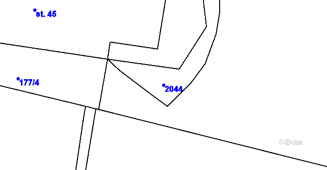 Parcela st. 2044 v KÚ Chotěšiny, Katastrální mapa
