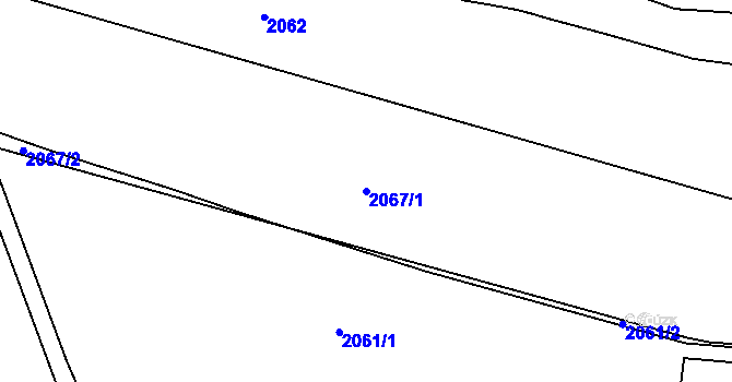 Parcela st. 2067/1 v KÚ Chotěšiny, Katastrální mapa