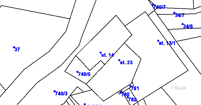 Parcela st. 14 v KÚ Bedlno, Katastrální mapa