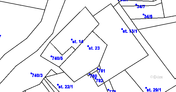 Parcela st. 23 v KÚ Bedlno, Katastrální mapa