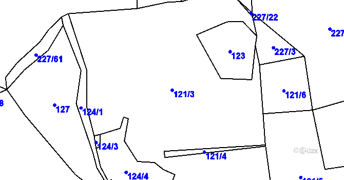 Parcela st. 121/3 v KÚ Bedlno, Katastrální mapa