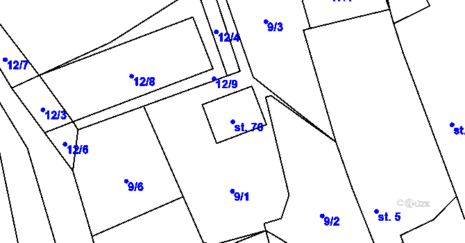 Parcela st. 70 v KÚ Bedlno, Katastrální mapa