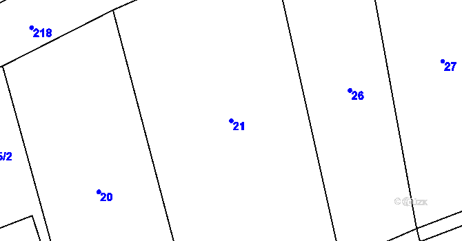Parcela st. 21 v KÚ Bedlno, Katastrální mapa