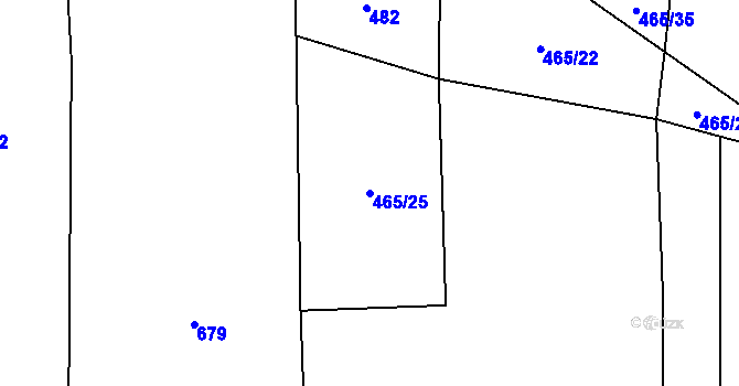 Parcela st. 465/25 v KÚ Bedlno, Katastrální mapa
