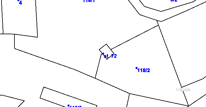 Parcela st. 72 v KÚ Bedlno, Katastrální mapa