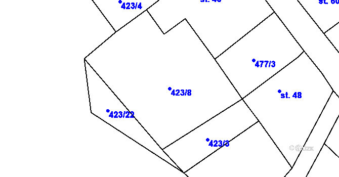 Parcela st. 423/8 v KÚ Chotěšov u Rakovníka, Katastrální mapa