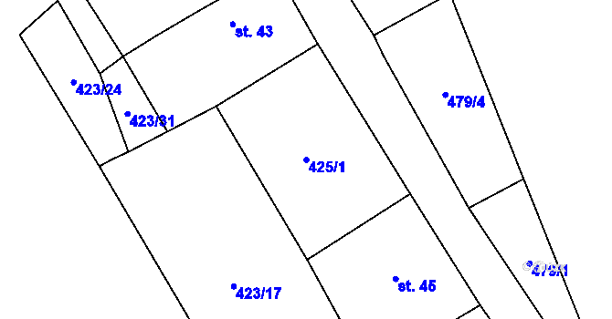 Parcela st. 425/1 v KÚ Chotěšov u Rakovníka, Katastrální mapa