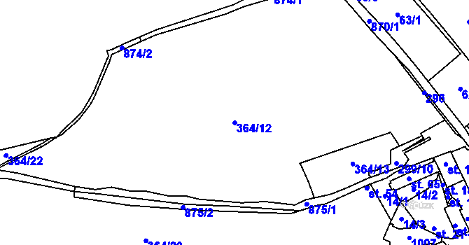 Parcela st. 364/12 v KÚ Chotěšov u Rakovníka, Katastrální mapa