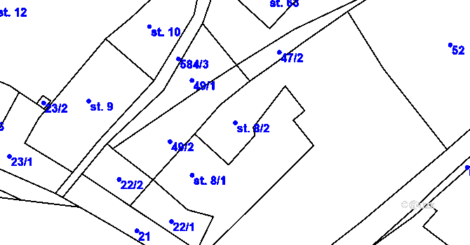 Parcela st. 8/2 v KÚ Chotěšov u Velhartic, Katastrální mapa