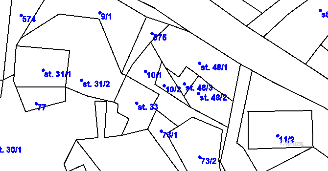 Parcela st. 10/2 v KÚ Chotěšov u Velhartic, Katastrální mapa