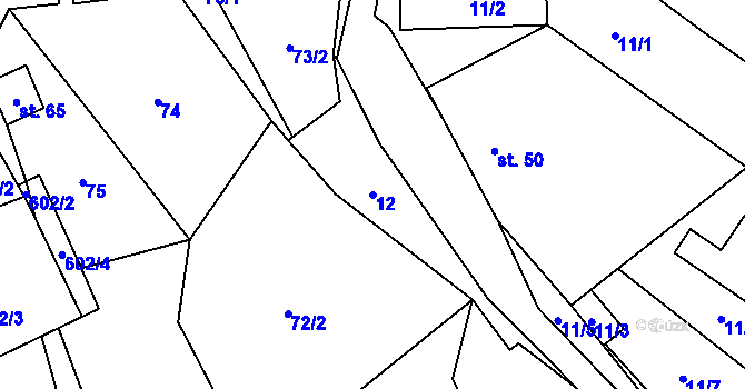 Parcela st. 12 v KÚ Chotěšov u Velhartic, Katastrální mapa