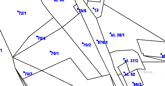 Parcela st. 70/2 v KÚ Chotěšov u Velhartic, Katastrální mapa