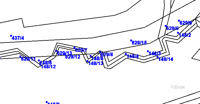 Parcela st. 629/8 v KÚ Chotěšov u Velhartic, Katastrální mapa