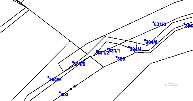 Parcela st. 631/2 v KÚ Chotěšov u Velhartic, Katastrální mapa
