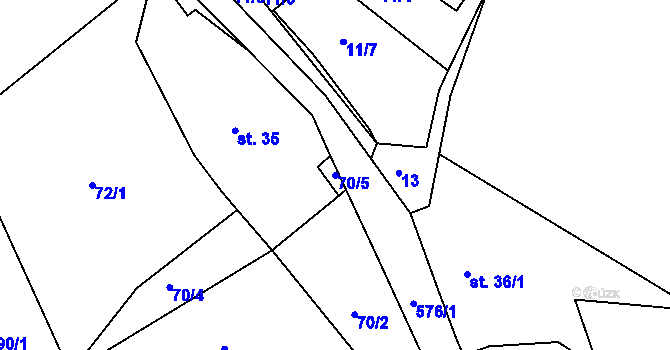 Parcela st. 70/5 v KÚ Chotěšov u Velhartic, Katastrální mapa
