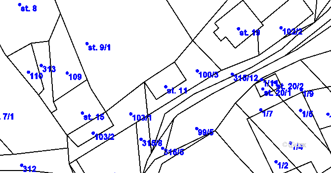 Parcela st. 11 v KÚ Stojanovice, Katastrální mapa