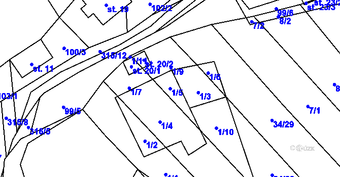 Parcela st. 1/5 v KÚ Stojanovice, Katastrální mapa
