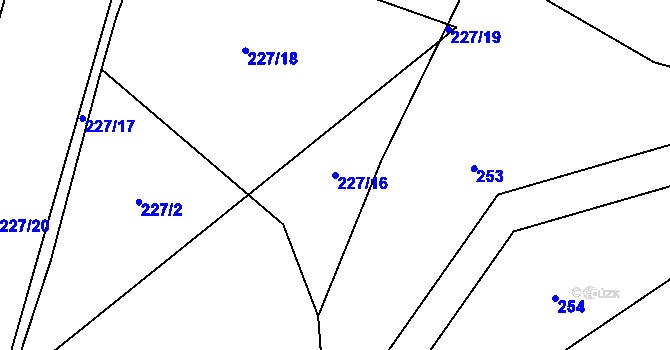 Parcela st. 227/16 v KÚ Stojanovice, Katastrální mapa