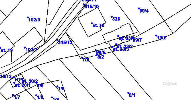 Parcela st. 99/6 v KÚ Stojanovice, Katastrální mapa