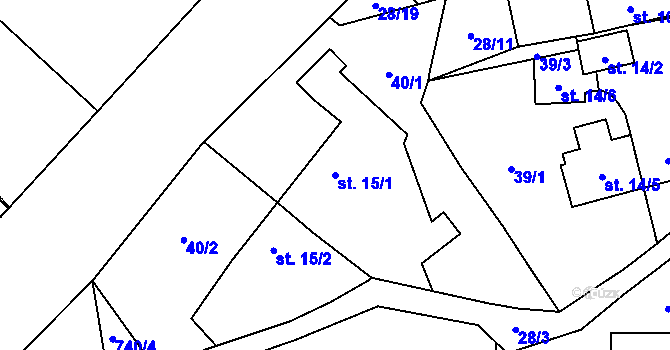 Parcela st. 15/1 v KÚ Chotěšov, Katastrální mapa