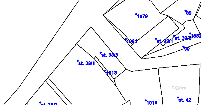 Parcela st. 38/3 v KÚ Chotěšov, Katastrální mapa