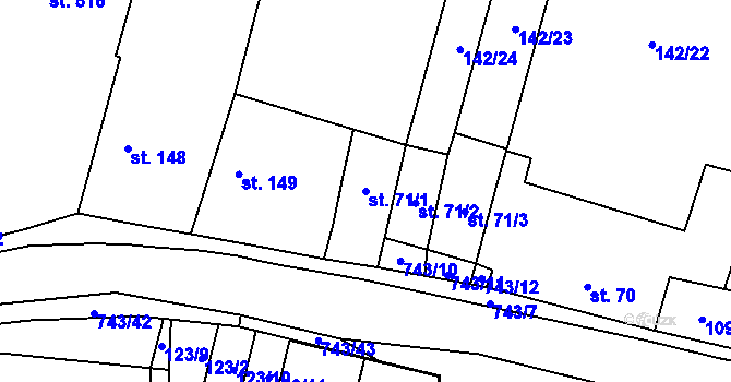 Parcela st. 71/1 v KÚ Chotěšov, Katastrální mapa