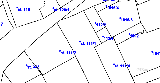 Parcela st. 111/1 v KÚ Chotěšov, Katastrální mapa