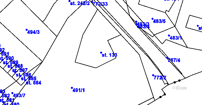 Parcela st. 133 v KÚ Chotěšov, Katastrální mapa