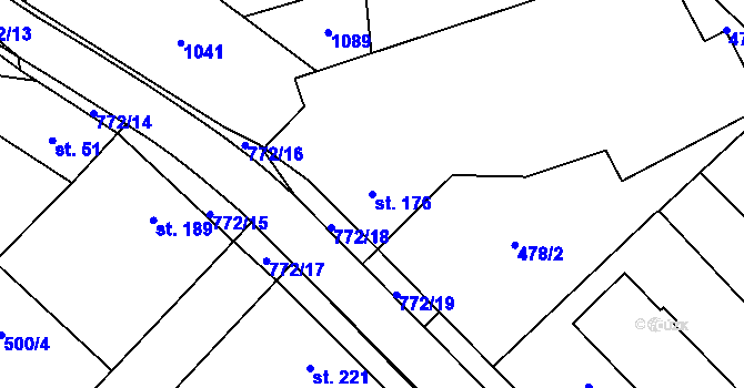 Parcela st. 176 v KÚ Chotěšov, Katastrální mapa