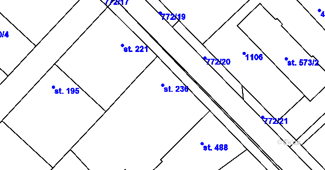 Parcela st. 236 v KÚ Chotěšov, Katastrální mapa