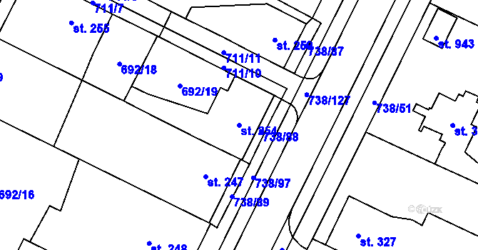 Parcela st. 254 v KÚ Chotěšov, Katastrální mapa
