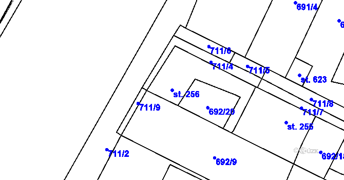 Parcela st. 256 v KÚ Chotěšov, Katastrální mapa