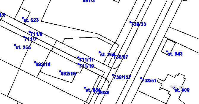 Parcela st. 259 v KÚ Chotěšov, Katastrální mapa
