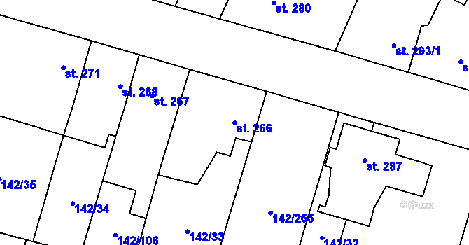 Parcela st. 266 v KÚ Chotěšov, Katastrální mapa